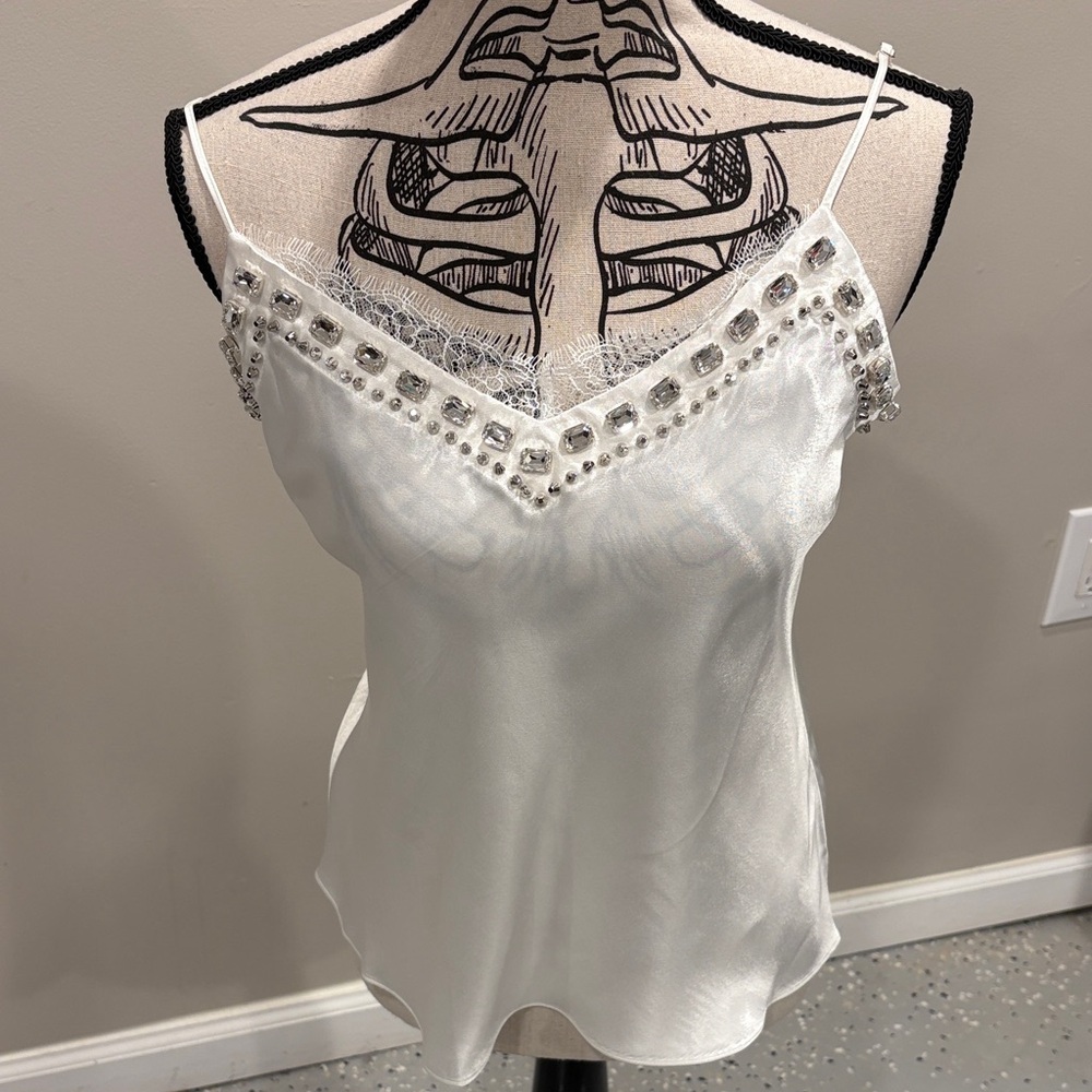 Rebecca Minkoff White Embellished Camisole NWT